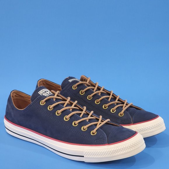 Converse CTAS Low Ox Earthy Buck Blue Leather Sneakers 162118C NWT - Picture 1 of 6